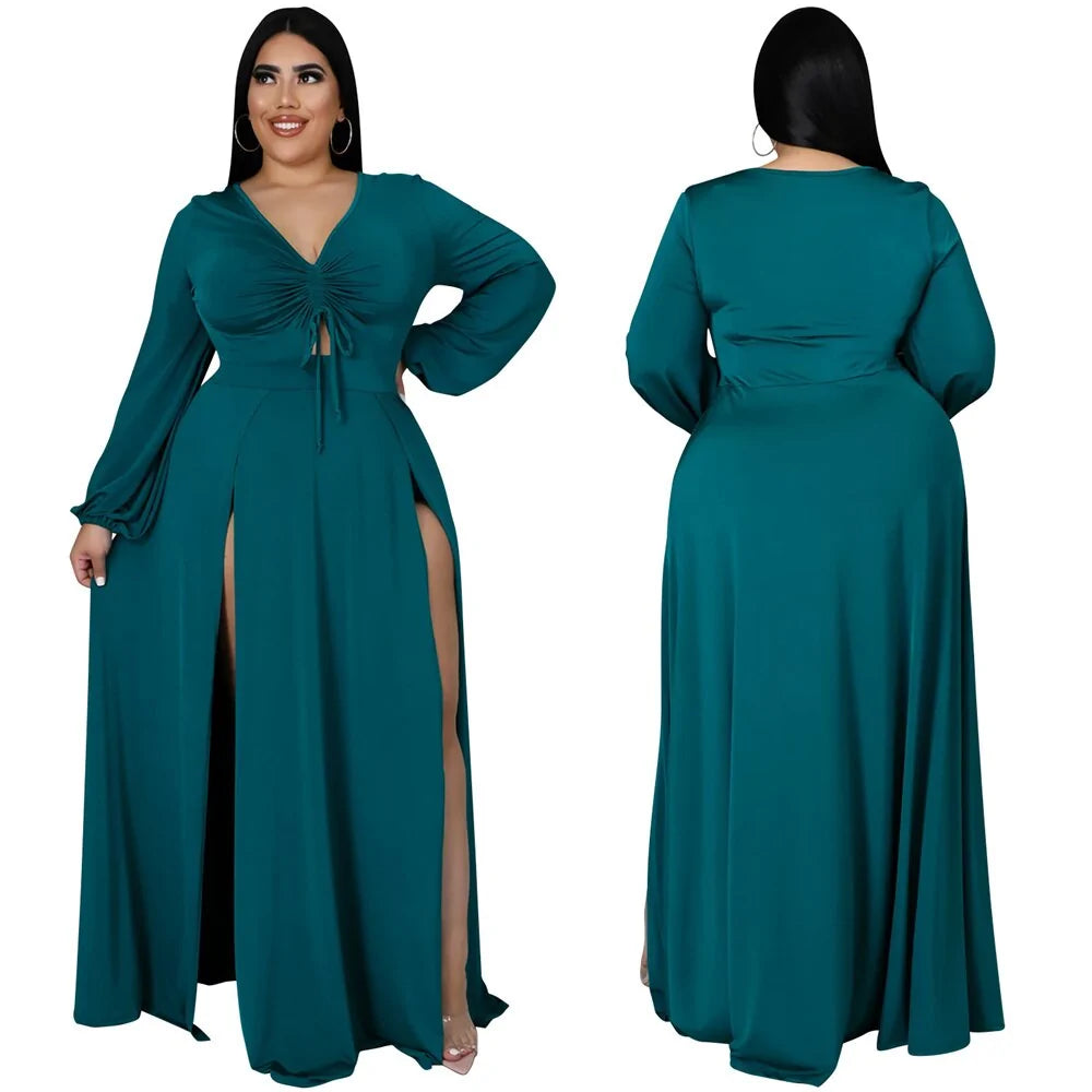 Solid Color Plus Size Women's Dress - Curvy 'n Pretty