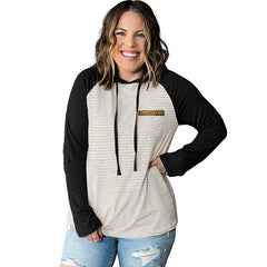 Hooded Striped Contrast Color Women T shirt