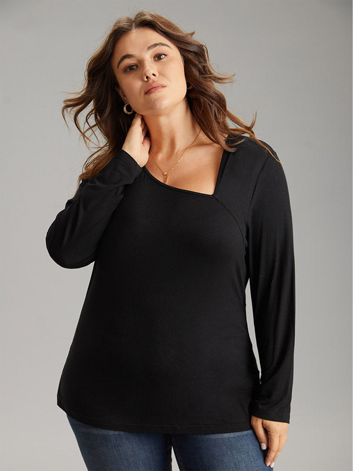 Cold Shoulder Casual All Matching Knitted Long Sleeved Top - Curvy 'n Pretty