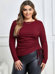 Slim Fit Drawstring Long Sleeve T Shirt Sexy Top - Curvy 'n Pretty