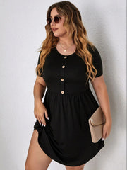 Black Round Neck Waist Dress Slimming Dress