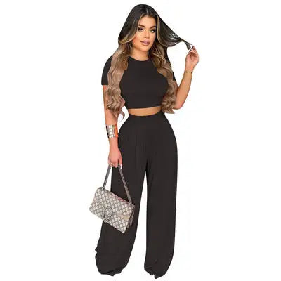 Casual Crop Top Set - Curvy 'n Pretty