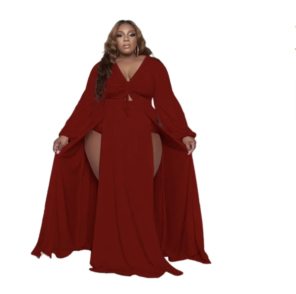 Solid Color Plus Size Women's Dress - Curvy 'n Pretty
