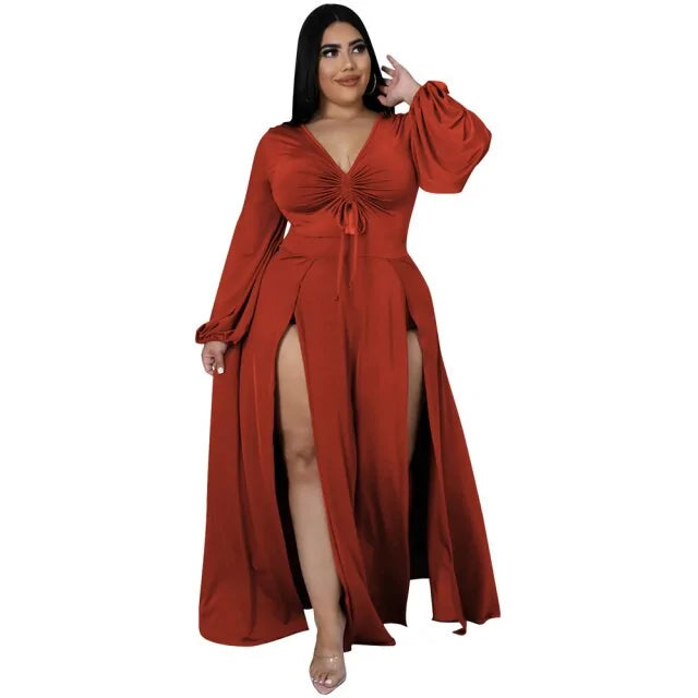 Solid Color Plus Size Women's Dress - Curvy 'n Pretty