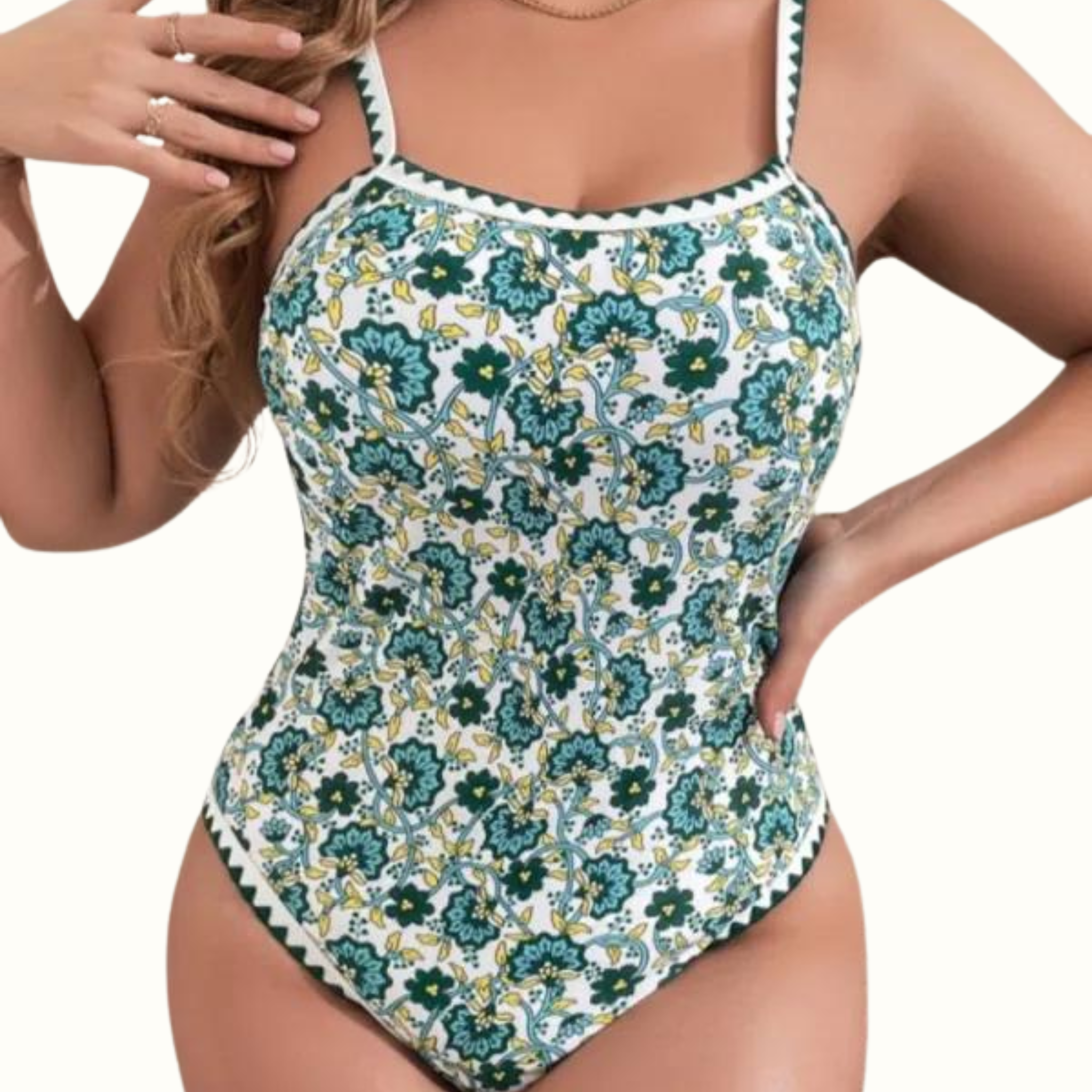 Sexy Print Backless Spaghetti Strap Plus Size Swimwear - Curvy 'n Pretty