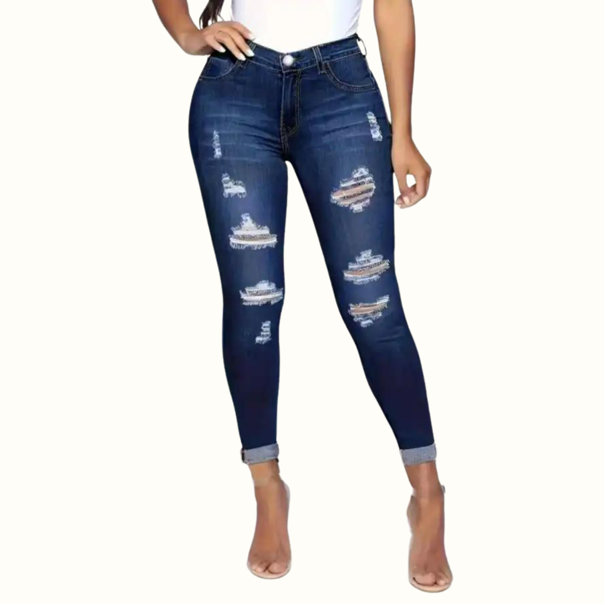 Casual Ripped Patchwork Plus Size Jeans - Curvy 'n Pretty