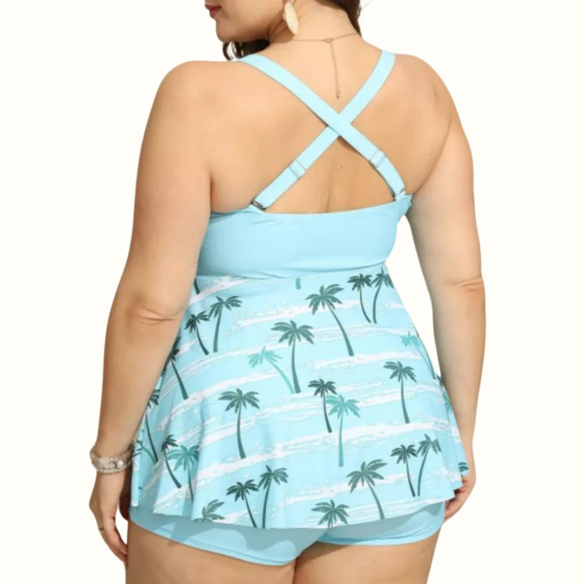 Sexy Print Backless Spaghetti Strap Plus Size Swimwear (With Paddings) - Curvy 'n Pretty