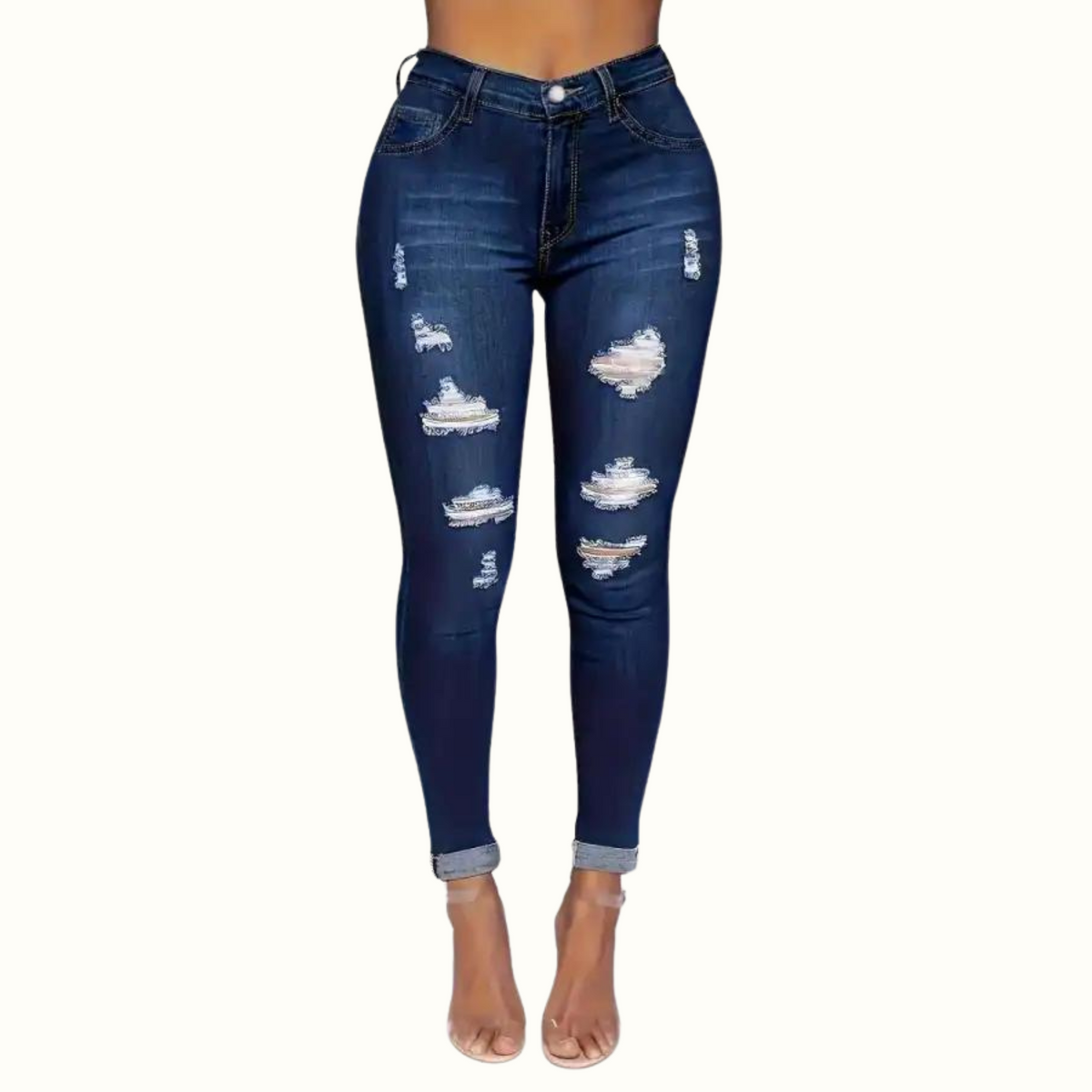 Casual Ripped Patchwork Plus Size Jeans - Curvy 'n Pretty