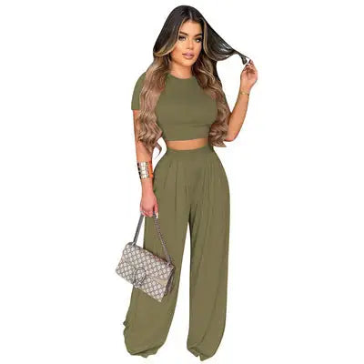 Casual Crop Top Set - Curvy 'n Pretty